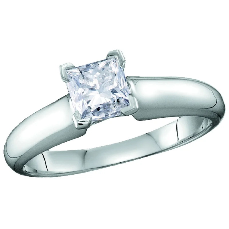 Signature 1 3/4 CTW Princess Cut Diamond Solitaire Engagement Ring in 14KT White Gold