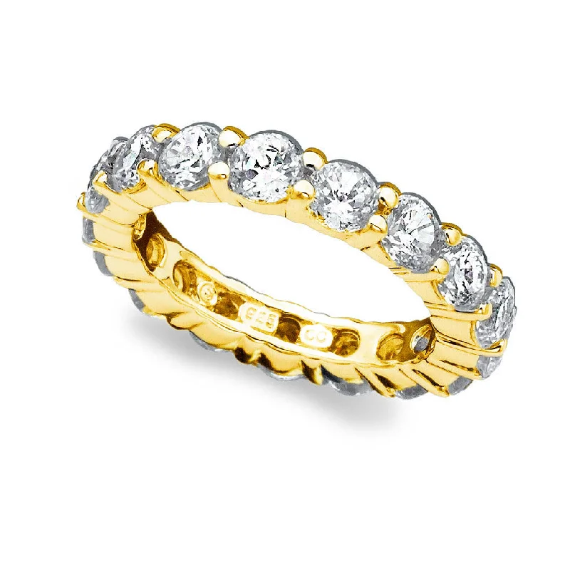 Crislu 18KT Yellow Gold Plated Sterling Silver Round Cubic Zirconia Eternity Band Ring; Size 8