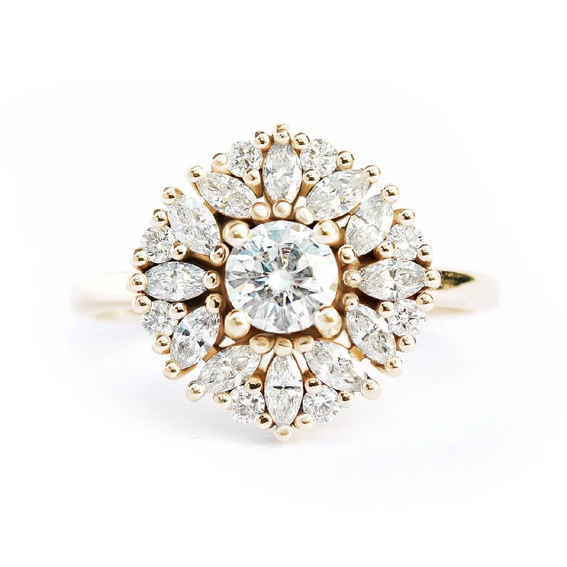 Delicate round art deco diamond engagement ring - "Harper" ♥