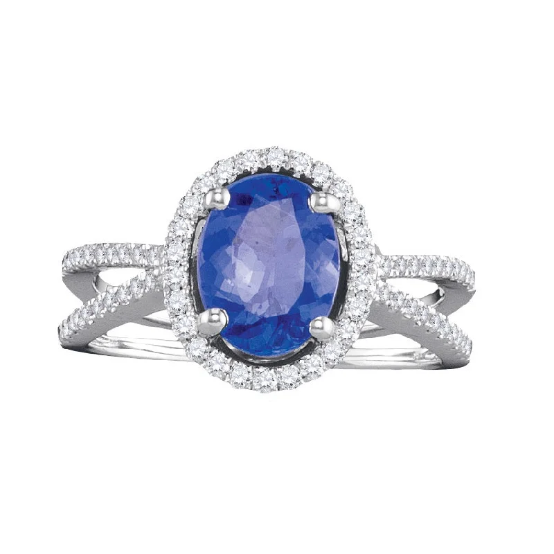 Tanzanite and Diamond Ring in 14KT White Gold