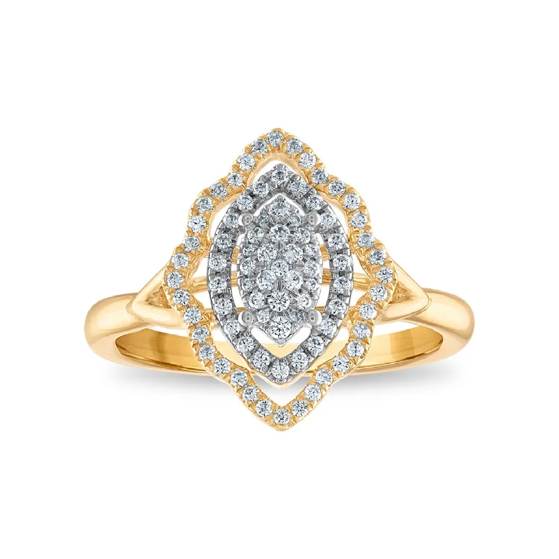 1/3 CTW Diamond Halo Fashion Ring in 10KT Yellow Gold