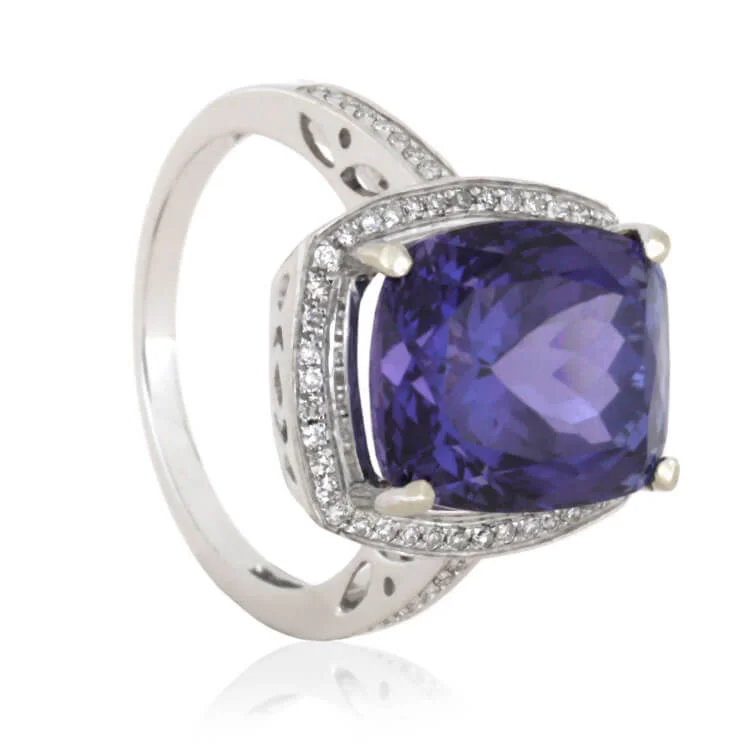 Rare Violet-Blue Tanzanite Engagement Ring with Diamonds