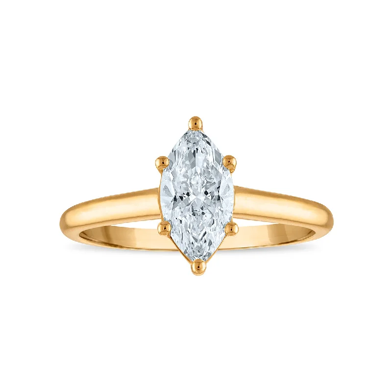 Red Hot Deal 1 CTW Marquise Lab Grown Diamond Solitaire Ring in 14KT Gold