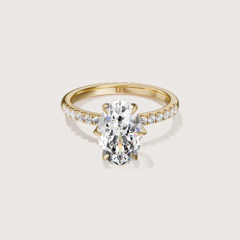 Icon Oval Solitaire - 6 Claw - Diamond Band