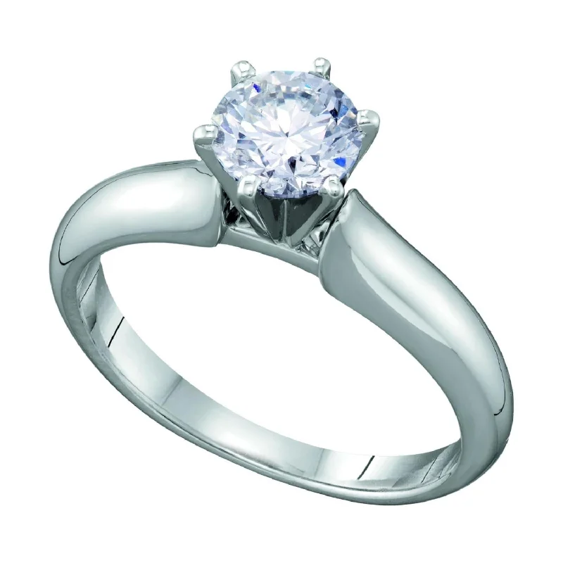 Signature Certificate 1 CTW Diamond Solitaire Engagement Ring in 14KT White Gold