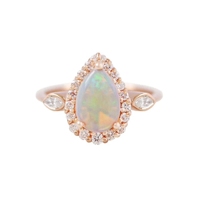 Pear Opal Marquise Diamond Halo Engagement Ring 'Zoe' ♥