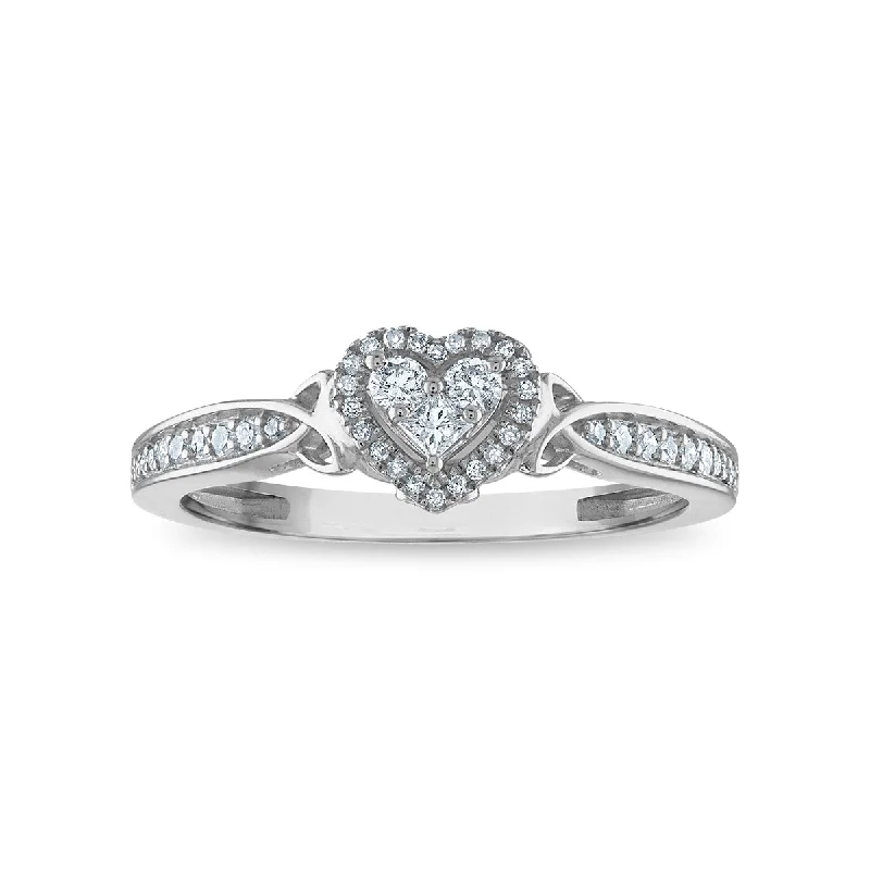 LoveSong 1/4 CTW Diamond Promise Heart Halo Ring in 10KT White Gold