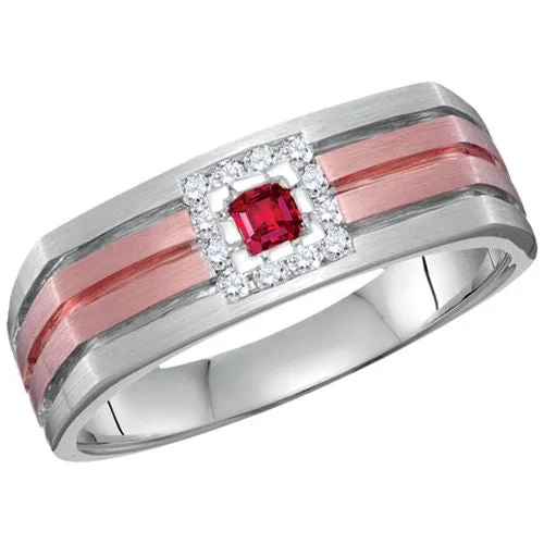 Ruby and Diamond Ring in 14KT White and Rose Gold