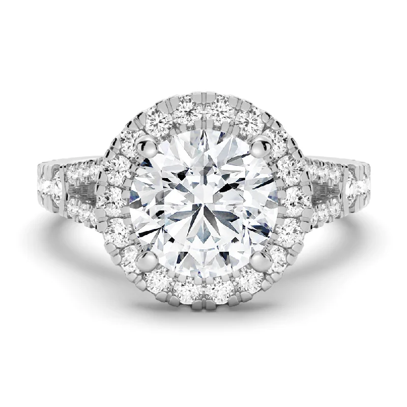 Round Cut Split-Shank Halo Engagement Ring