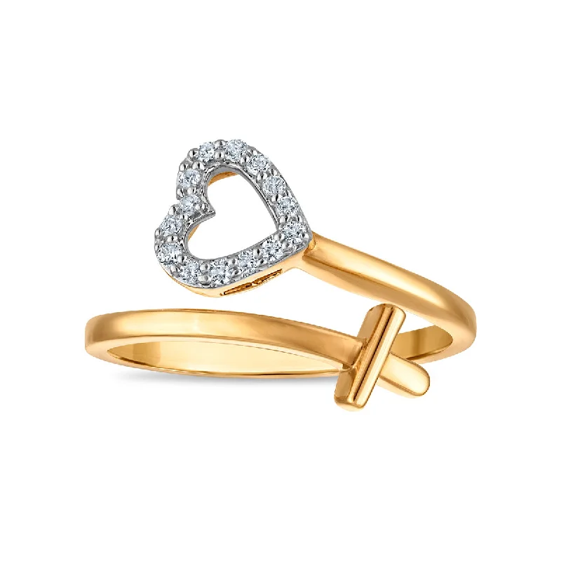 Diamond Heart Fashion Ring in 10KT Yellow Gold