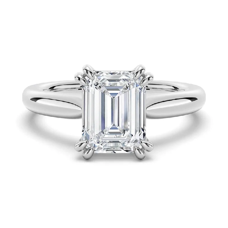 Emerald-Cut Solitaire Moissanite Engagement Ring