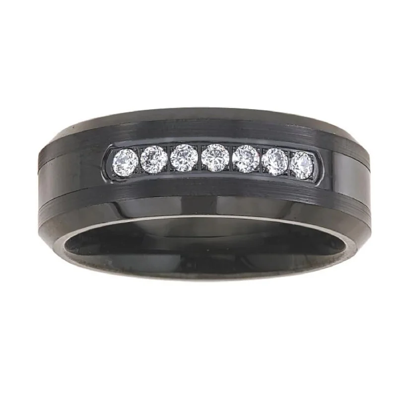 1/5 CTW Diamond Wedding Ring in Black Tungsten