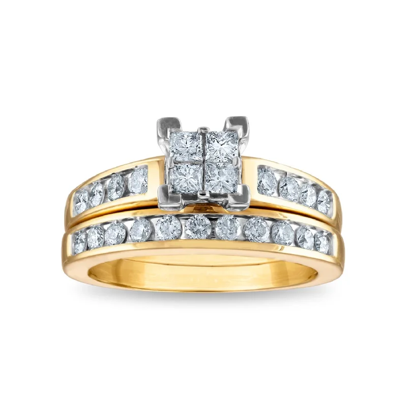 1 CTW Diamond Classic Bridal Set in 10KT Yellow Gold