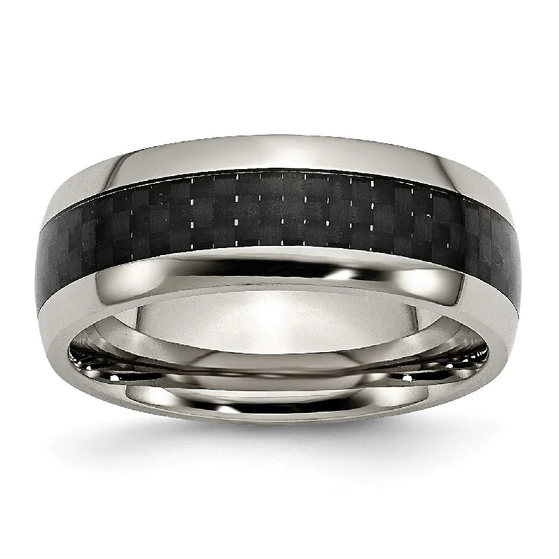 Titanium Polished w/Black Carbon Fiber Inlay 8mm Band