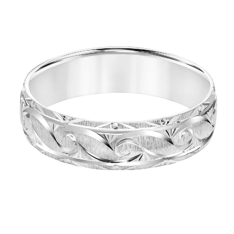 6MM Brushed Filigree Wedding Ring in 10KT Gold