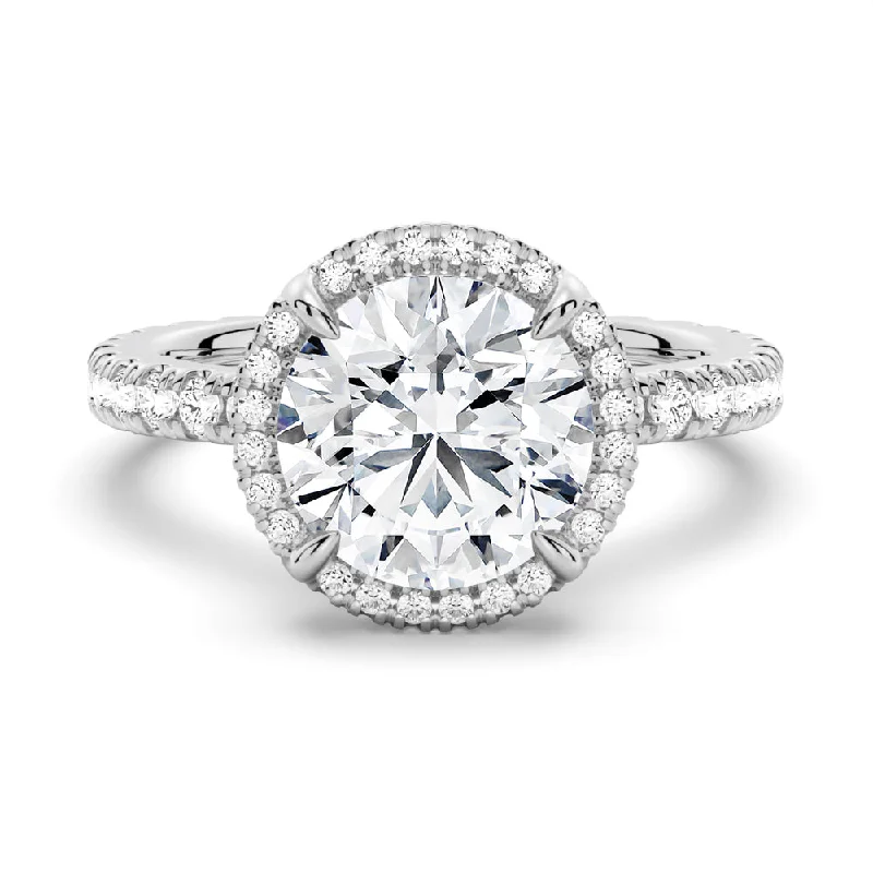 Half Eternity Round Cut Halo Engagement Ring