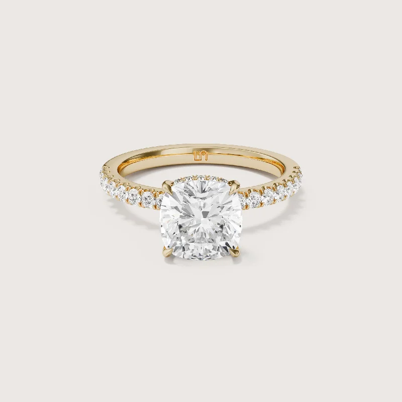 Vera Cushion Solitaire - Hidden Halo Diamond Band