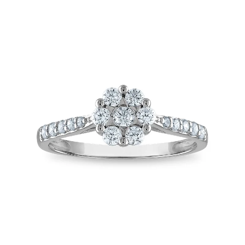 EcoLove 1/2 CTW Lab Grown Diamond Cluster Ring in 14KT White Gold