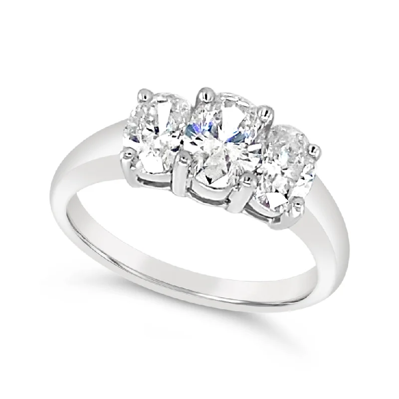 Oval Diamond Three Stone Engagement Ring