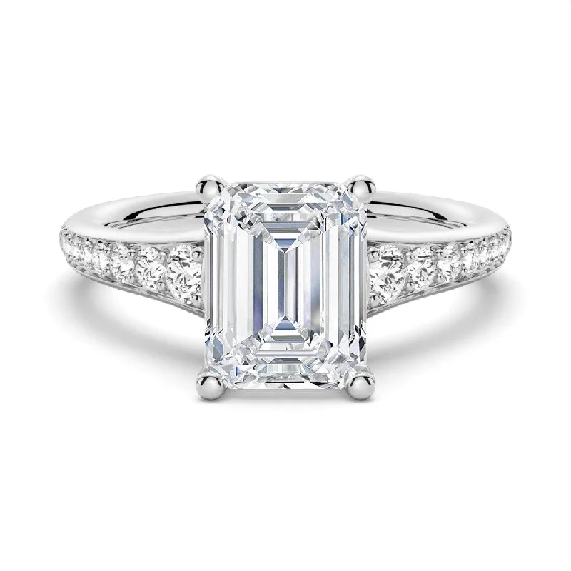 Vintage Emerald Cut Moissanite Engagement Ring With Graduated Band