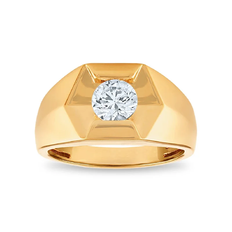 Signature EcoLove 1 CTW Lab Grown Diamond Solitaire Ring in 14KT Yellow Gold