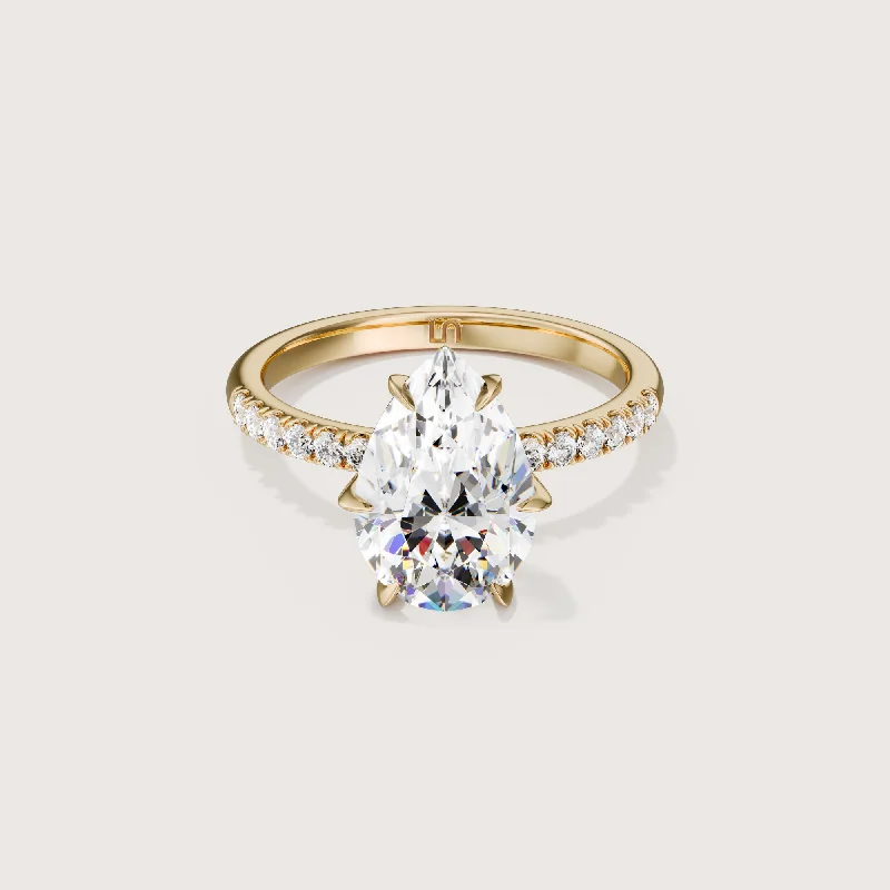 Icon Pear Solitaire - 6 Claw - Diamond Band