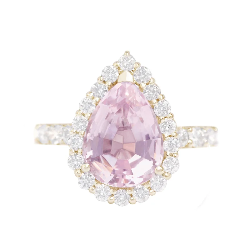 2 Carat Bug Pink Pear Morganite & Diamonds Engagement Ring - "Amelia"