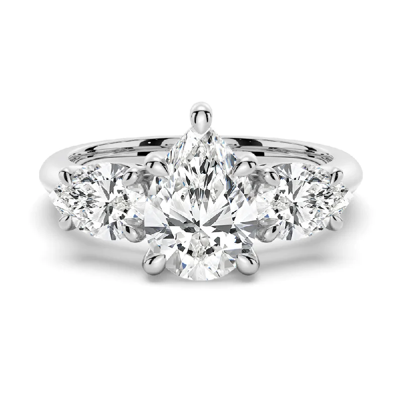 Pear Shaped Three Stone Engagement Ring