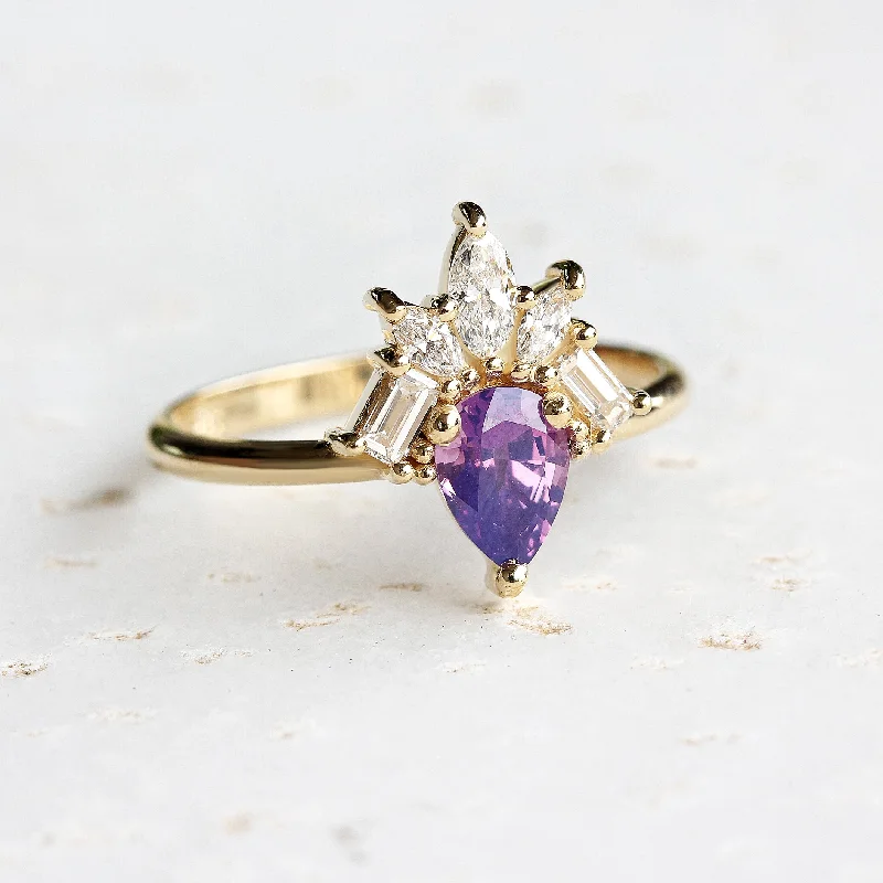 Pear Lavender Spinel Unique Engagement Ring - "Gatsby" ♥