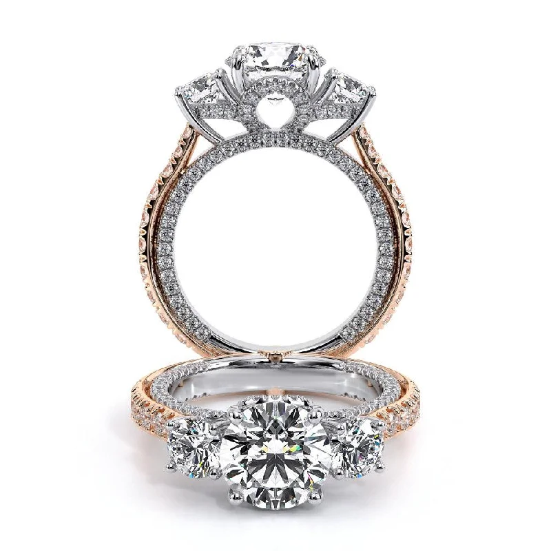 Vintage Two-Tone Three Stone Round Moissanite Engagement Ring