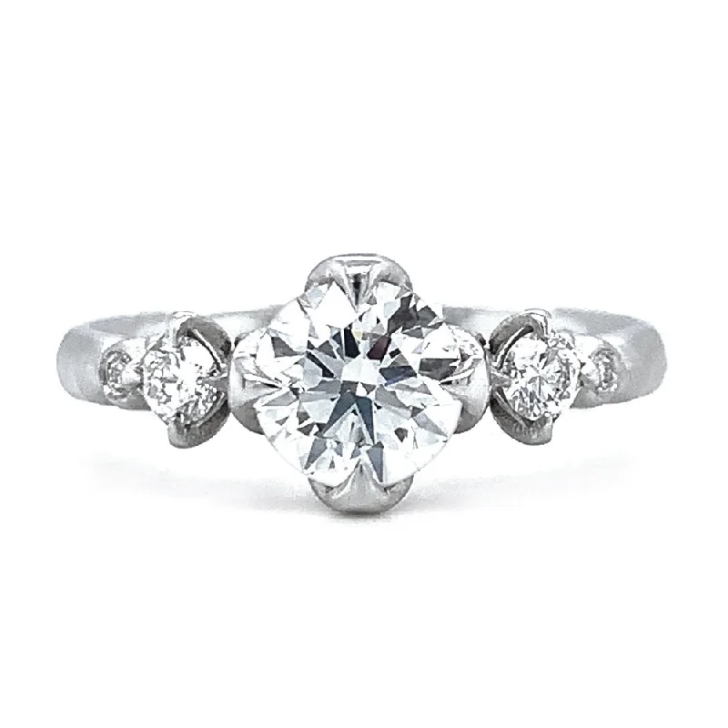 Platinum & Diamond Engagement Ring - "Triple Rosebud"