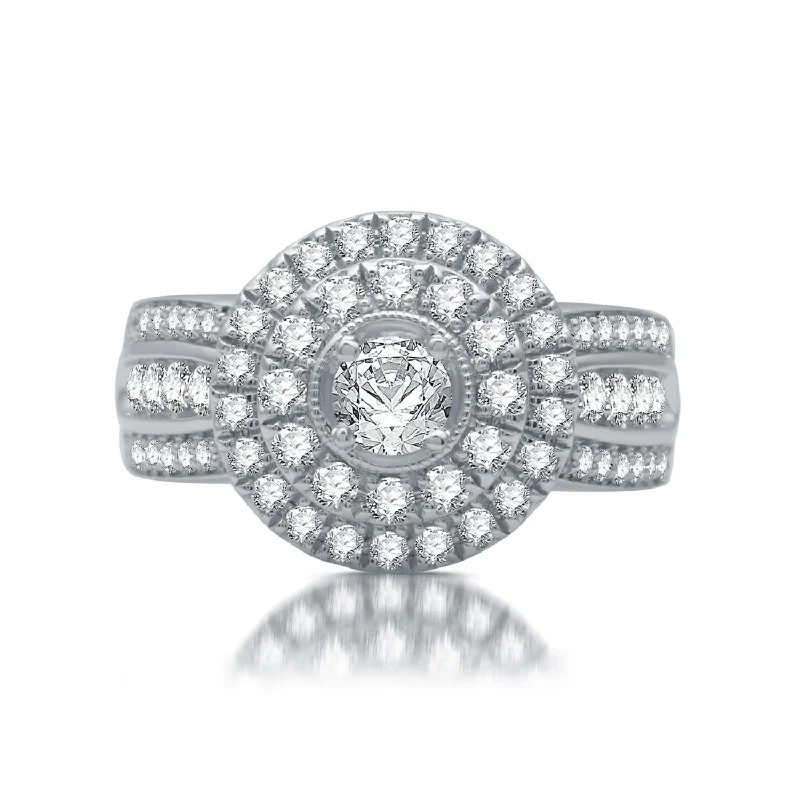 1 1/4 CTW Diamond Halo Engagement Ring in 10KT White Gold