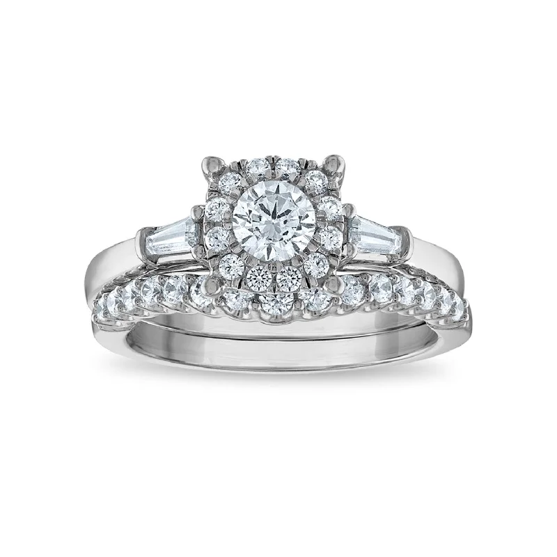 LoveSong EcoLove 1 CTW Lab Grown Diamond Halo Bridal Set in 10KT White Gold