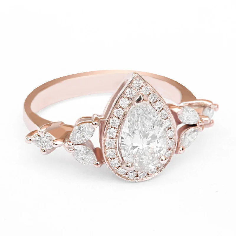 Pear Diamond Unique Engagement Ring - "Muse" ♥