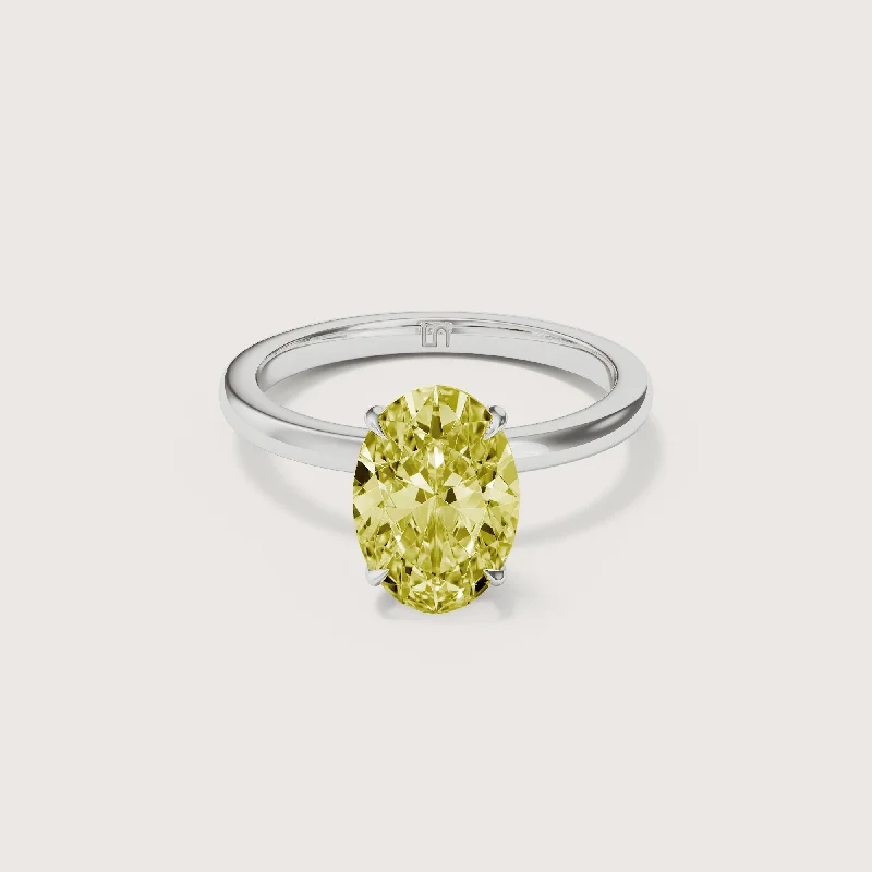 Bianca Oval Solitaire Yellow Diamond - Hidden Halo