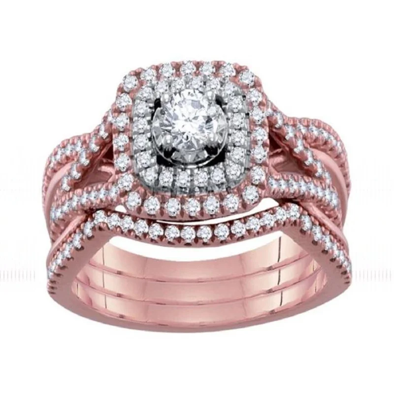 Signature 1 CTW Diamond Bridal Set Ring in 14KT Rose Gold