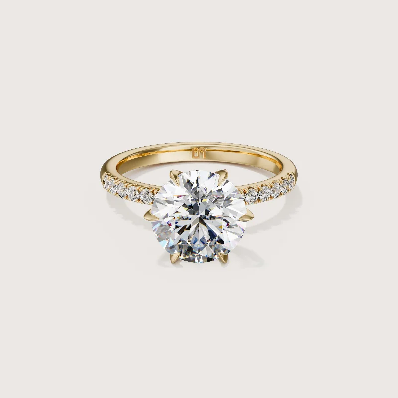 Icon Round Solitaire - 6 Claw - Diamond Band