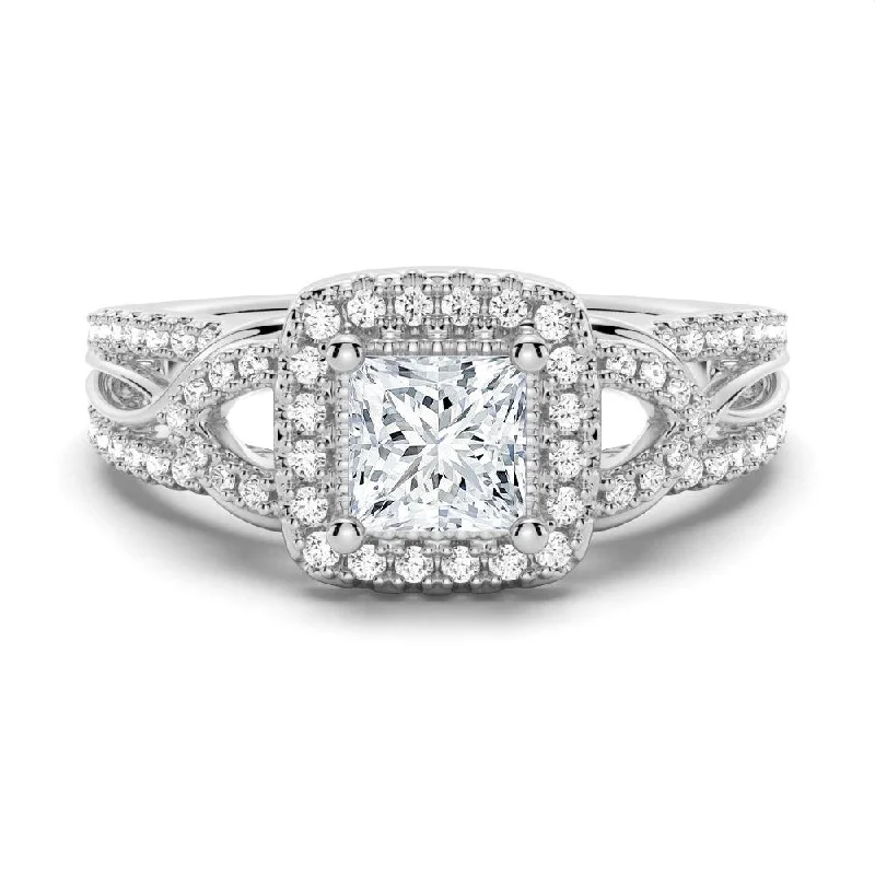 Princess Cut Moissanite Vintage Engagement Ring With Infinite Band