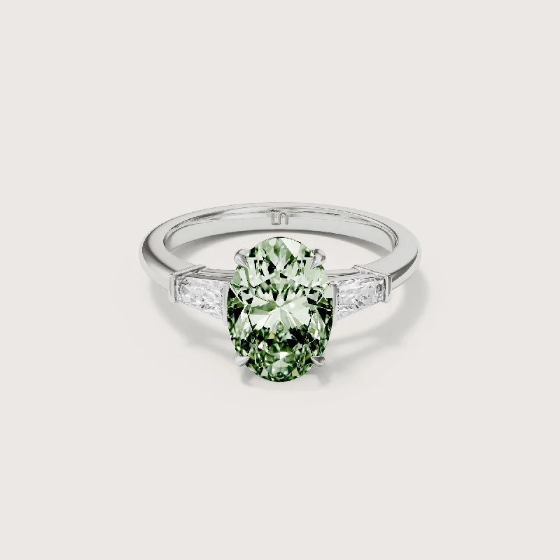 Mayfair Oval Baguette Trilogy Green Diamond