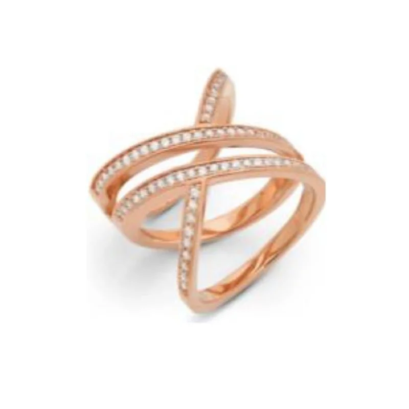 Crislu 18KT Rose Gold Plated Sterling Silver and Cubic Zirconia Ring. Size 7