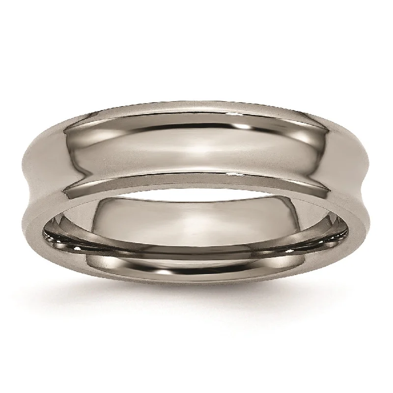 Titanium Concave 6mm Polished Beveled Edge Band