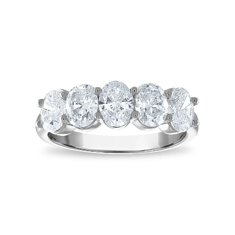 Signature EcoLove 2 CTW Lab Grown Diamond Anniversary Oval 5-Stone Ring in 14KT White Gold