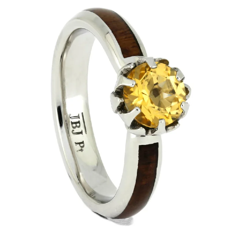 Platinum Engagement Ring with Honey Topaz