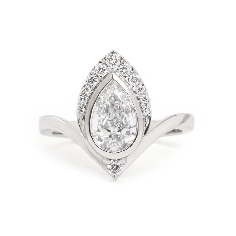 Pear Diamond Unique Chevron Engagement Ring, "Atyasha" ♥