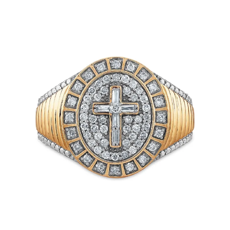 Titan by Adrian Gonzalez 10KT Yellow Gold 1/2 CTW Diamond Cross Ring