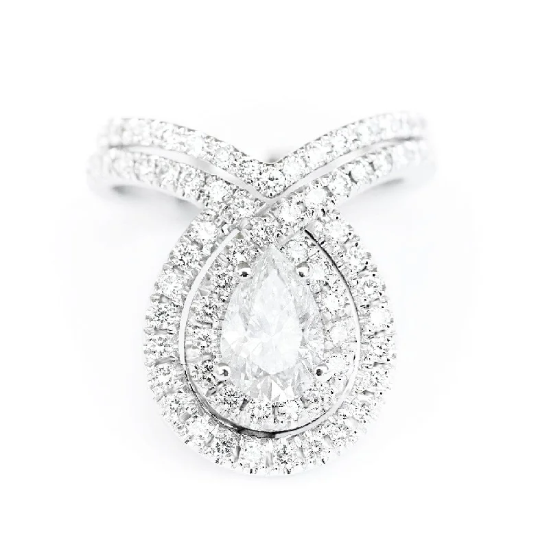 Pear Diamond Engagement Rings set "Double Bliss" ♥