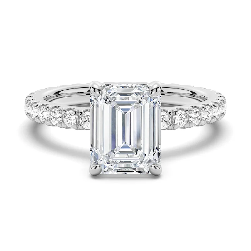 Emerald Cut Engagement Ring With Eternity Pave Band