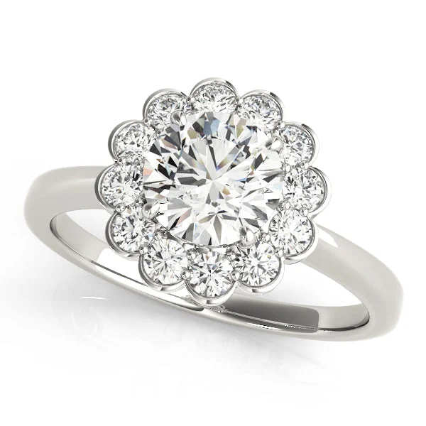 Flower Design Diamond Halo Engagement Mounting